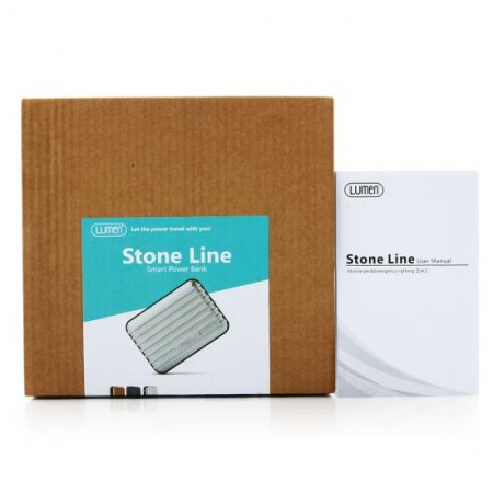 Lumen Stone Line 12000mAh Dual USB Power Bank with Flashlight Silver