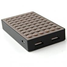 Le touch 4000mAh Universal Power Stone Power Bank Double USB for iPhone iPad Smart Phone Tablet- Coffee