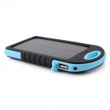 5000mAh Waterproof USB Solar Charger Power Bank Shakeproof Dust Proof Black&Blue