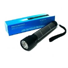 Solar Powered LED Flashlight - Over 16% Power Conversion Rate - Built-in 300mAh Rechargeable Battery