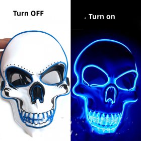 Halloween Horror Party Mask Mask Ghost Head Skull LED Lighting Mask EL Cold Light Fluorescent Mask