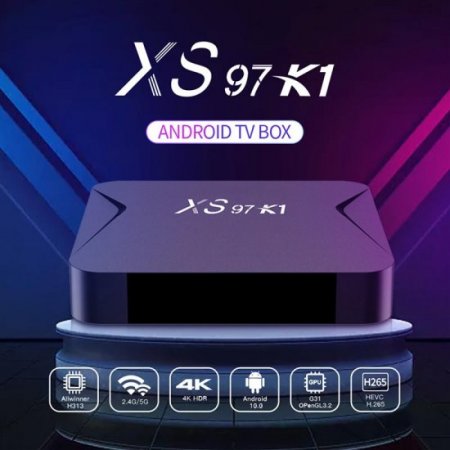 Android TV Box XS97K1 Android 10.0 TV Box 2GB RAM 16GB ROM, TV Box 4K Android Box H313 Quad-core with 2.4G 5G Wi-Fi 6K H.265 HDR Bluetooth USB Ethernet TV Box Android