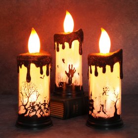 Halloween Dress Up Prop Candle Light Pumpkin Lantern Ghost Festival Horror Decoration LED Electronic Candle Light