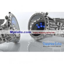 Sapphire Echo - Blue LED Mirror Watch with Metal Strap
