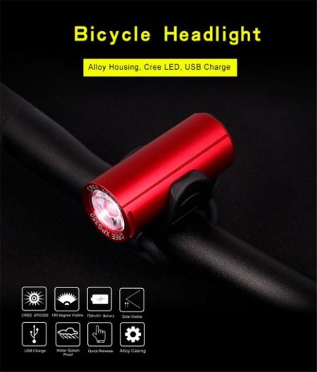 USB Charging Induction Taillight for Mountain Bike - Black