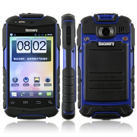 V5 Shockproof Smart Phone Android 2.3 MTK6515 1.0GHz WiFi 3.5 Inch Touch Screen Blue