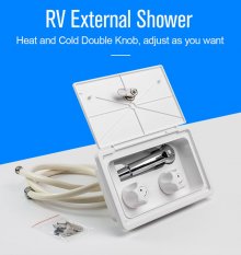RV Shower Box with on off Switch with Heat and Cold Double Knob RV Outdoor Shower Head for Camper