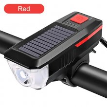 Solar Bicycle Light Headlights with Horn 3 mode T6 LED Bike Front Lamp USB Rechargeable Flashlight Road Mountain Bike Light Bell