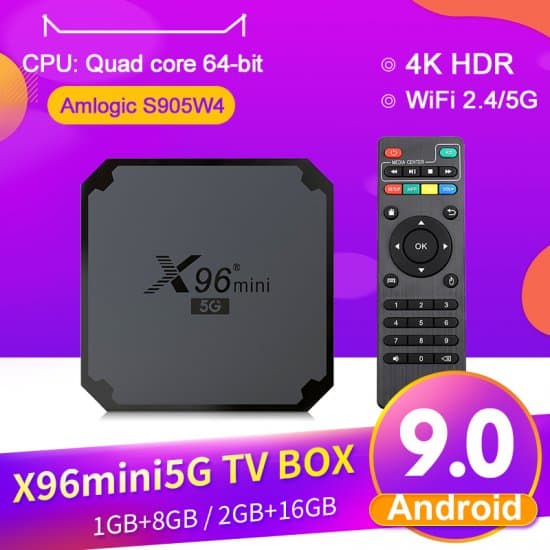 X96 mini 5G Android 9.0 IPTV Box Quad Core Amlogic S905W4 Smart Media Player with 1 year French IPTV Code