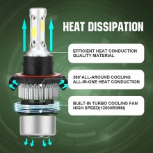 H13 LED Headlight Bulbs,6500K 10000 Lumens Extremely Super Bright 9008 Hi/Lo 30mm Heatsink Base CSP Chips Conversion Kit,Xenon White