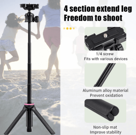 Vlog Kit 3 in 1 Wireless Bluetooth Selfie Stick, Foldable Tripod for iphone/Android/ Gopro, Extendable Handheld Phone Stick