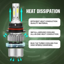 9007 LED Headlight Bulb,30mm Heatsink Base CSP Chips 10000 Lumens Hi/Lo 6500K Xenon White Extremely Super Bright Conversion Kit of 2