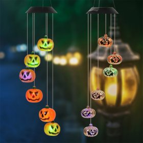 halloween decoration props led solar pumpkin lantern wind chime lamp garden halloween decorations
