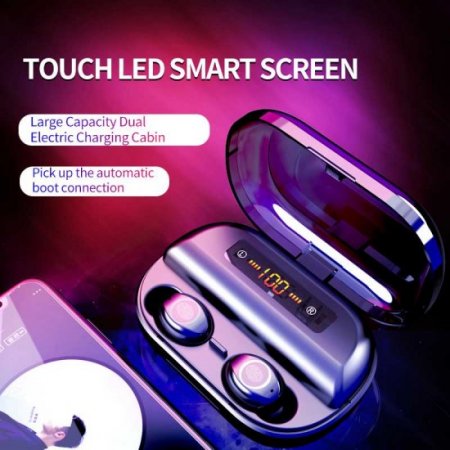 Sport Waterproof Headsets TWS Bluetooth 5.0 Earphones 2200mAh Charging Box Fingerprint Touch Headphone With Microphone Hands Free Earbuds