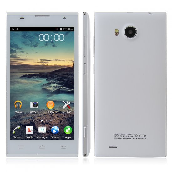 Tengda V8 Smartphone 5.0 Inch QHD Screen MTK6572W Android 4.4 3G GPS Smart Wake White - Click Image to Close