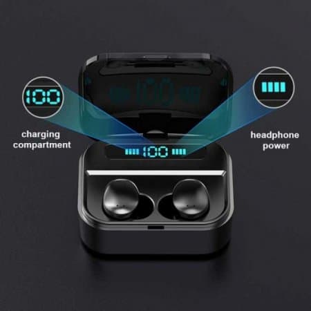 Mini Wireless Headsets TWS Bluetooth Earphones Sports Fitness Earbuds IPX7 Fingerprint Touch Waterproof Headset With 2200mAh Charging Box