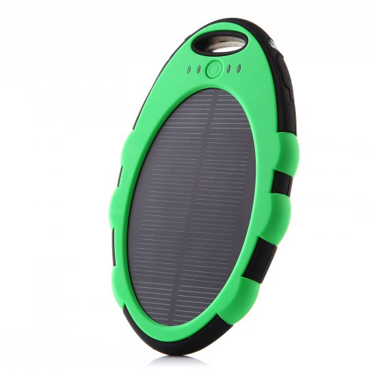 5000mAh Oval Shaped Power Bank Solar Charger for iPhone iPad Smartphone Green