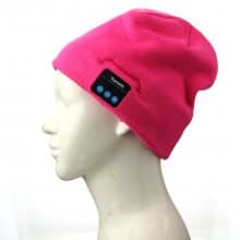 FINGO Warm Beanie Hat Wireless Bluetooth Smart Cap Headphone Speaker with Mic Rose