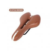 WEST BIKING Bike Saddle Silicone Cushion PU Leather Surface Silica Filled Gel Comfortable Cycling Seat Shockproof Bicycle Saddle - B Style Brown CHINA