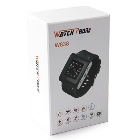 W838 Watch Phone Quad Band Single SIM Card Java Camera Bluetooth FM 1.4 Inch Touch Screen 2GB
