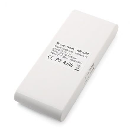 30000mAh Dual-USB Power Bank for iPhone iPad Tablet PC White