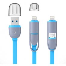 2-in-1 1M Noodle 8Pin & Micro USB Charging Cable For iPhone 5/6/6 Plus Android Phones