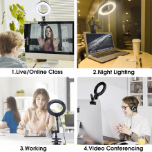 Selfie Ring Light for Laptops and Desktops, Lighting Kit with Tripod and Phone Holder for Video Conferencing