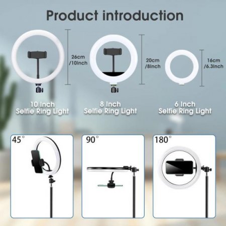 Selfie Ring Light with Tripod Stand & Phone Holder 3 Light Modes Video Conference Lighting,Mini Ring Light for Laptop