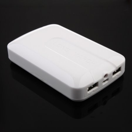 11200mAh Mini Power Bank with Double USB Output- White