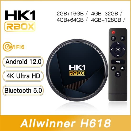 HK1 RBOX-H8 TV BOX Android 12.0 H618 4GB 128GB Dual WiFi Bluetooth5.0 6K Media Player Set Top Box