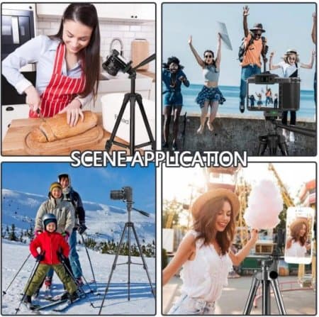 Phone Tripod Selfie Stic Extendable Cell Phone Tripod Mini Tripod for Travel Lightweight Camera Stand Compatible with iPhone Android Phone, Camera