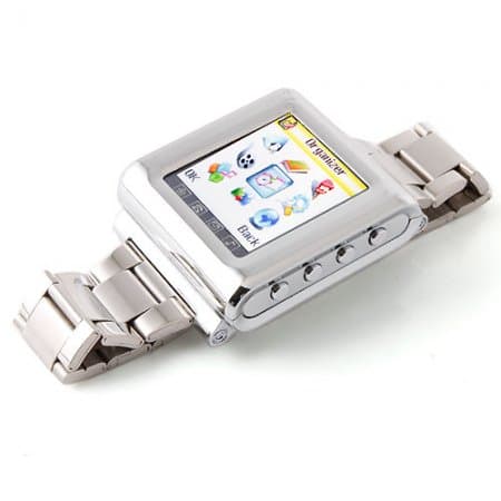 AK812 Watch Phone Stainless Steel Strap Single SIM Card Bluetooth SOS 1.6 Inch Touch Screen-Silver