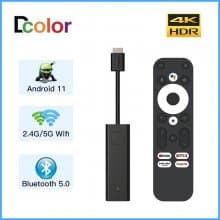 Android 11.0 TV Box, DCOLOR Smart TV Box Netflix Google Certified Ultra 4K HDR 2GB 16GB Support 2.4G 5.0G WiFi BT 5.0 with Amlogic S905Y4-B Google Assistant for Home Entertainment