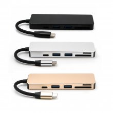5 in 1 USB Hub Type-C to 4 Port USB3.0+USB2.0+TF/Micro SD+SD Type C PD Adapter Charging USB-C Hub Card Reader For Mac OS Window