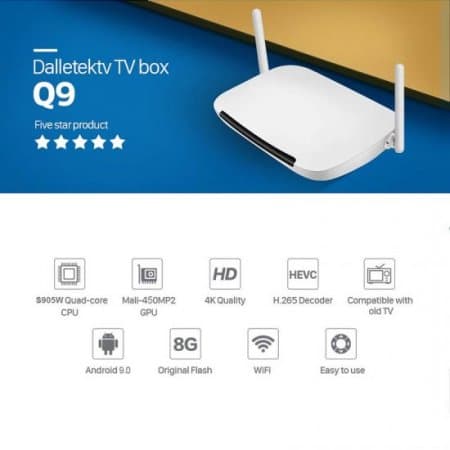 Leadcool Q9 French Arabic IPTV Box Android 9.0 4K Medai Player with 1 Year IPTV Code