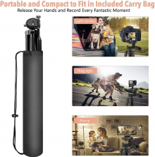 Aluminum Alloy Mobile Phone Camera Tripod with Phone Holder and Remote Control for Gopro with Carrying Bag for Travel