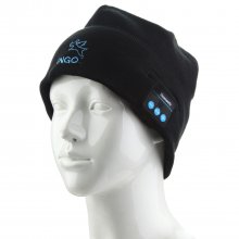 FINGO Warm Beanie Hat Wireless Bluetooth Smart Cap Headphone Speaker with Mic Black