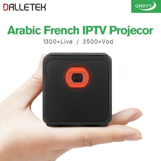 Wireless Mini Projector Android 5.2 Wifi & Bluetooth 4.1 With One Year The Best Arabic QHDTV 1080P Channels.
