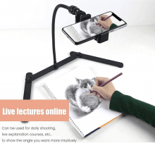 Adjustable Tripod with Mobile Phone Holder, Height Phone Holder, Online Teaching Table Stand for Live Streaming/Online Video