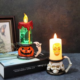 Halloween Decorative Prop Skull Pumpkin Candle Light LED Glowing Candle Halloween Decorations