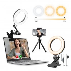 6 inches Large Selfie Ring Light with Stand LCD Display Adjustable Color Temperature Makeup Light for YouTube Video Shooting, Portrait, Vlog, Selfie