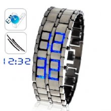 Blue Ice - Heavy Metal LED Watch with Icy Blue LEDs