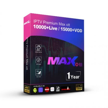 Europe Arabic IPTV Subscription 12 Months Max OTT 4K FHD 10000+ Live 20000+ VOD for Smarters pro Android APK Free Test