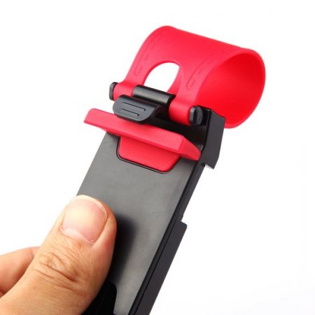 Retractable Silicon Car Steering Wheel Mobile Phone Socket Holder Clip