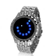 Sapphire Echo - Blue LED Mirror Watch with Metal Strap
