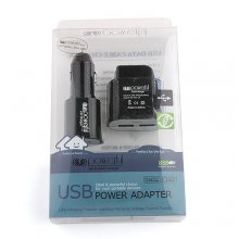 2-in-1 USA Standard Travel Charger Car Charge for iPad iPhone Smartphone -Black