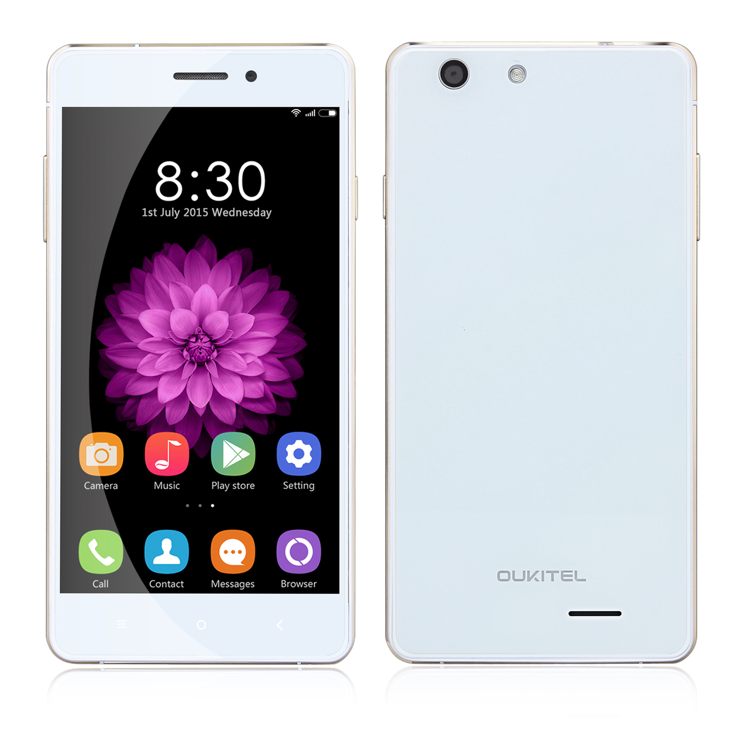 OUKITEL U2 Smartphone Double Glass 4G LTE 64bit Quad Core 5.0 Inch Android 5.1 - White
