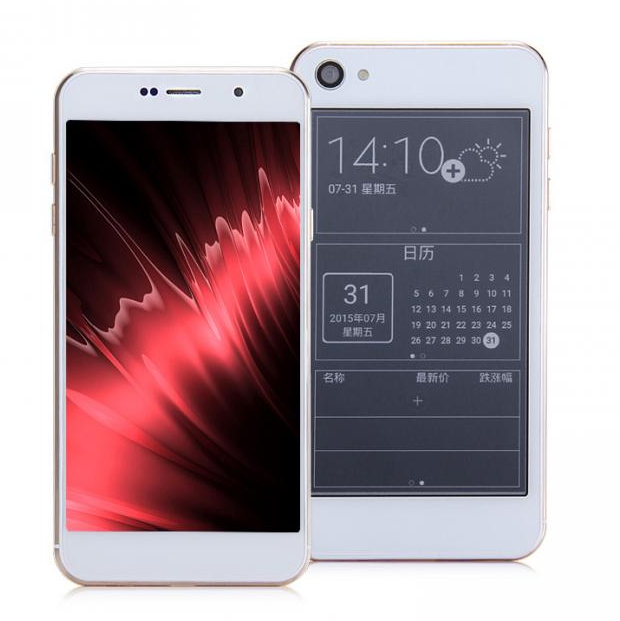 OUKITEL U6 Smartphone Dual Screen Quad Core 2GB 16GB Android 5.1 E-ink Reader White