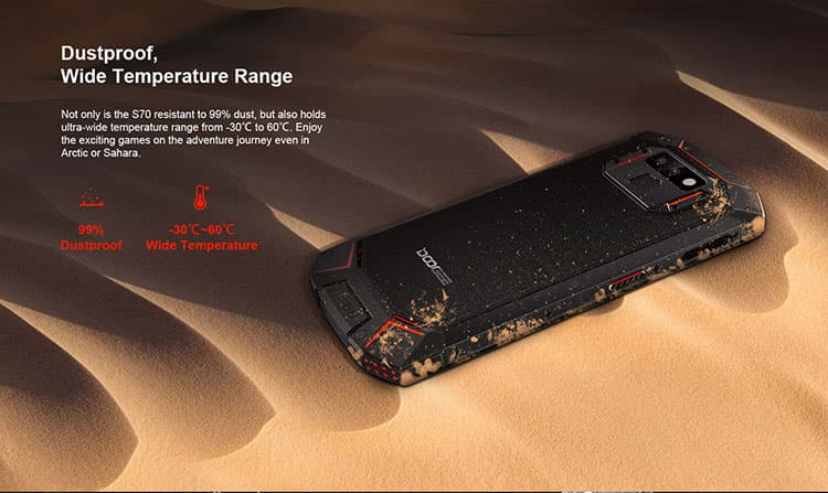 DOOGEE S70 6GB RAM 64GB ROM Helio P23 MTK6763T 2.5GHz Octa Core 5.99 Inch IPS Corning Gorilla Glass 4 FHD+ Screen Dual Camera IP68 IP69K Waterproof Android 8.1 4G LTE Smartphone